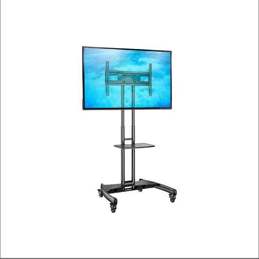 North Bayou AVA-1500-60-1P TV Stand - حامل شاشة متحرك مزود بعجلات للحركة لون اسود من 30 بوصة حتى 75 بوصة